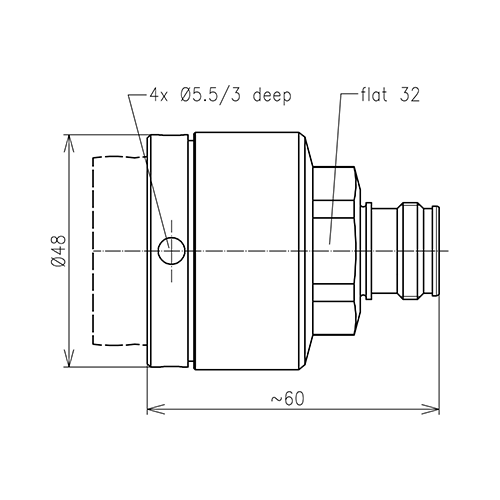 4.3-10 Buchse Steckverbinder LF 1 1/4"-50 Spinner MultiFit® Produktbild Side View L