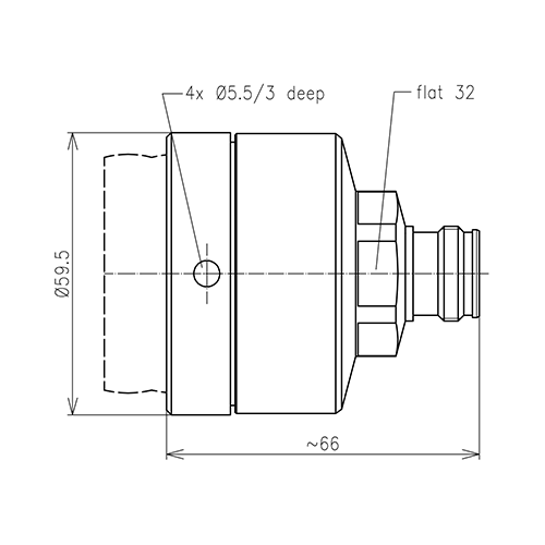 4.3-10 Buchse Steckverbinder LF 1 5/8"-50 Spinner MultiFit® Produktbild Side View L