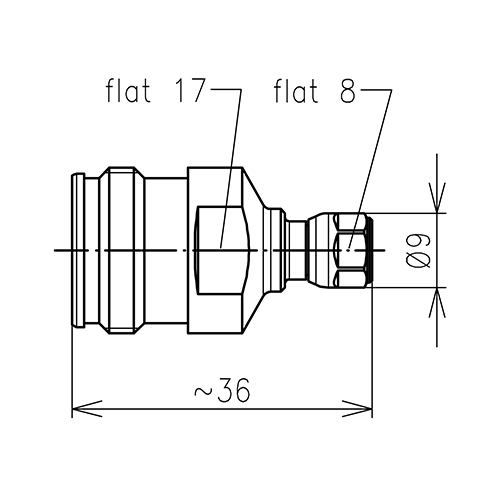 4.3-10 Buchse auf 3.5 mm Stecker Adapter Produktbild Side View L