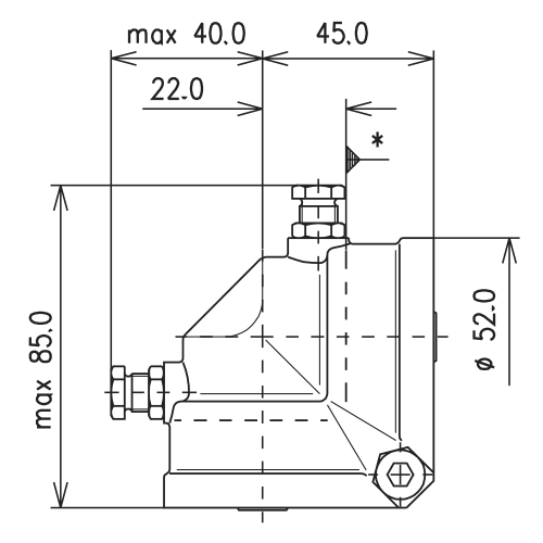 Koaxiale Rohrleitung 90° Winkel 1 5/8" SMS-2 Produktbild Side View L