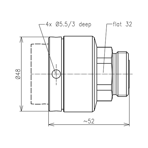 7-16 Buchse Steckverbinder LF 1 1/4"-50 Spinner MultiFit® Produktbild Side View L