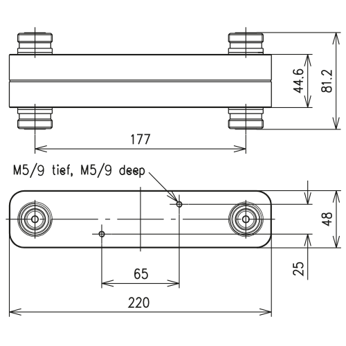 Koaxialer Richtkoppler 6 dB H-Stil 330-520 MHz 7-16 Buchse Produktbild Side View L