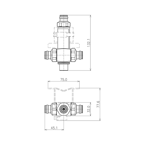 Koaxialer 2-Wege Leistungsteiler 500 W 694-3800 MHz 4.3-10 Buchse Produktbild Side View L