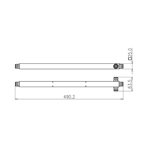 Koaxialer 3-Wege Leistungsteiler 400 W 350-3800 MHz 4.3-10 Buchse Produktbild Side View L