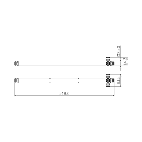 Koaxialer 4-Wege Leistungsteiler 400 W 350-3800 MHz 4.3-10 Buchse Produktbild Side View L