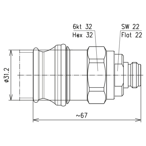 N Buchse Steckverbinder LF 7/8"-50 TOPSPIN Produktbild Side View L