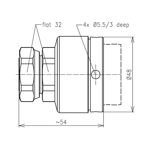 7-16 Stecker Steckverbinder LF 1 1/4"-50 Spinner MultiFit® Produktbild Side View L
