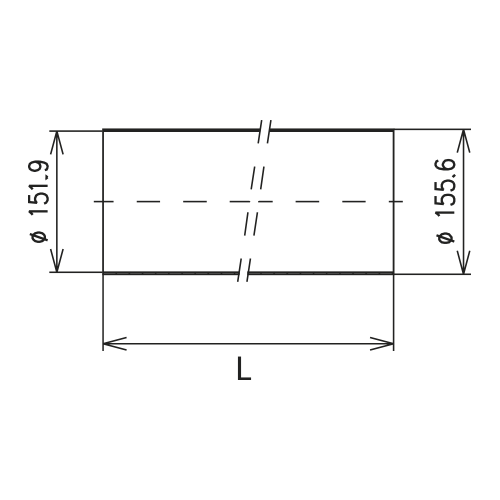 Koaxiale Rohrleitung Außenleiterrohr Kupfer 2 m1/8" EIA Produktbild Side View L