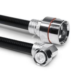 Konfektioniertes Koaxialkabel SF 1/2"-50-CPR-LF 7/8"-50-CPR cable clamp 4.3-10 Winkelstecker verschraubt LF 7/8" (50 Ω) 0,5 m Produktbild