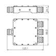 Koaxialer 3-Wege Leistungsteiler 300 W 694-3800 MHz 4.3-10 Buchse Produktbild Side View S