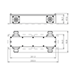 Koaxialer Richtkoppler 3 dB X-Stil 350-2700 MHz 4.3-10 Buchse Produktbild Side View S