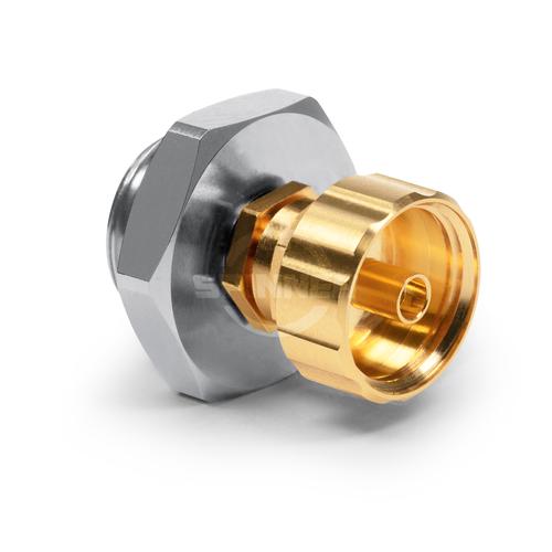 RUG-1.35 mm male to RUG-1.0 mm female DC-90 GHz precision adapter product photo Front View L