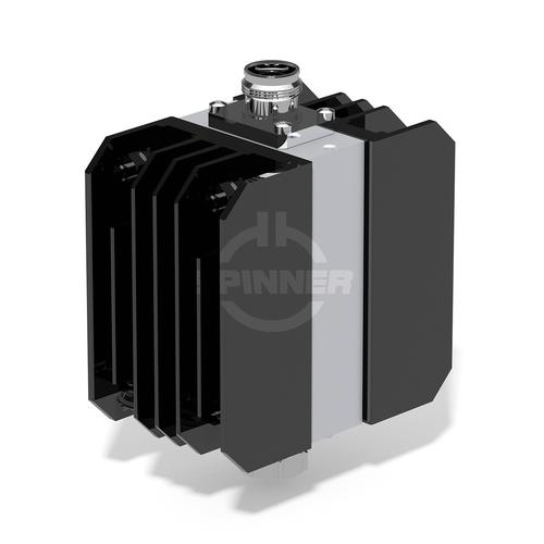 150 W 3 dB attenuator DC-4 GHz 4.3-10 male screw to 4.3-10 female IP68 product photo Front View L