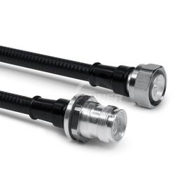 Coaxial jumper cable assembly SF 3/8"-50-FR 4.3-10 male screw 4.3-10 female bulkhead mounting 0.3 m product photo