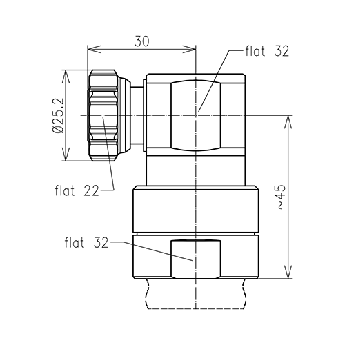 4.3-10 clavija ángulo para atornillar conector LF 7/8"-50 Spinner MultiFit® Imagen del producto Side View L