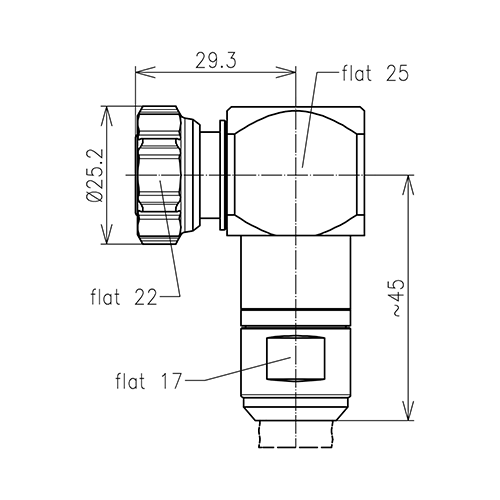 4.3-10 clavija ángulo para atornillar conector SF 1/2"-50 Spinner MultiFit® Imagen del producto Side View L