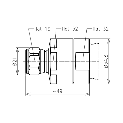 N clavija conector LF 7/8"-50 Spinner MultiFit® Imagen del producto Side View L
