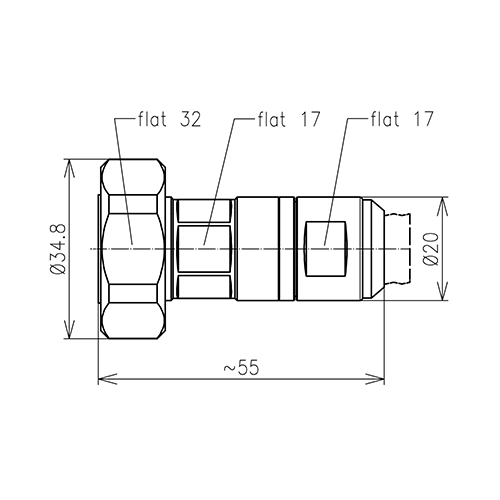 7-16 clavija conector SF 1/2"-50 Spinner MultiFit® Imagen del producto Side View L