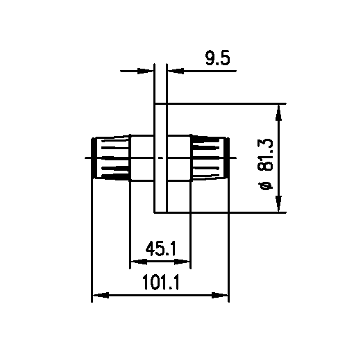 Elemento de acoplamiento de línea rígida coaxial 3 1/8" EIA Imagen del producto Side View L