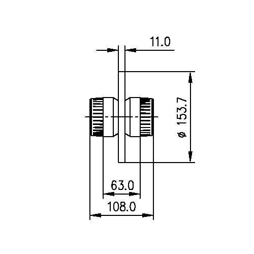 Elemento de acoplamiento de línea rígida coaxial 6 1/8" EIA Imagen del producto Side View L