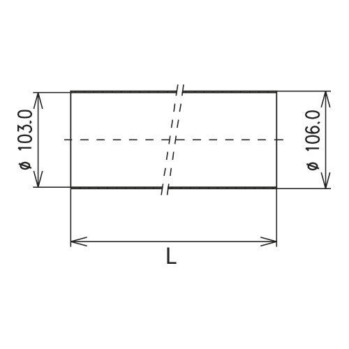 Conductor exterior de línia rígida coaxial de aluminio 2 m 4 1/2" SMS Imagen del producto Side View L