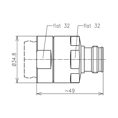 4.3-10 jack connecteur LF 7/8"-50 Spinner MultiFit® Image du produit   Side View L
