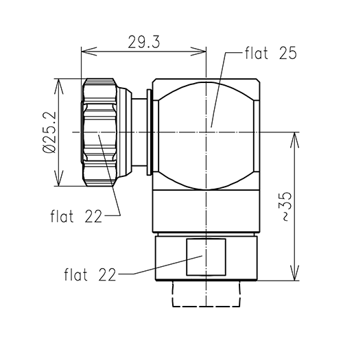 4.3-10 fiche mâle d'angle à vis connecteur LF 1/2"-50 Spinner MultiFit® Image du produit   Side View L