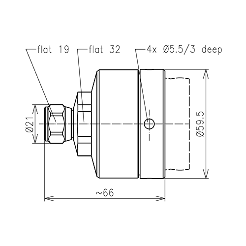 N fiche mâle connecteur LF 1 5/8"-50 Spinner MultiFit® Image du produit   Side View L