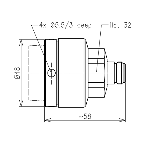 N jack connecteur LF 1 1/4"-50 Spinner MultiFit® Image du produit   Side View L