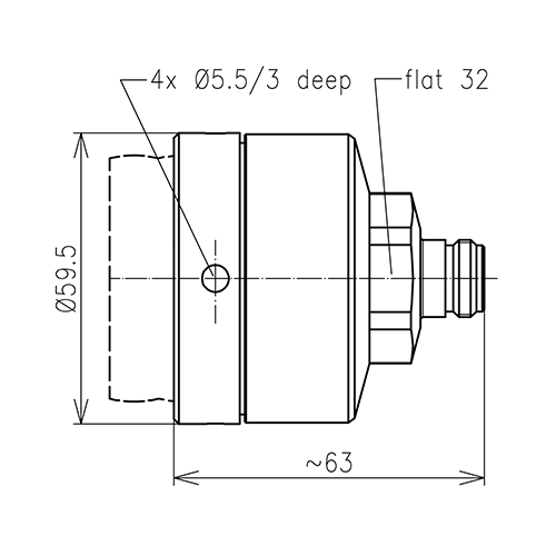 N jack connecteur LF 1 5/8"-50 Spinner MultiFit® Image du produit   Side View L