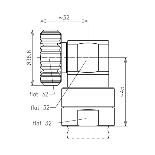 7-16 fiche mâle d'angle connecteur LF 7/8"-50 Spinner MultiFit® Image du produit   Side View L