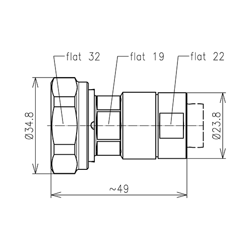 7-16 fiche mâle connecteur LF 1/2"-50 Spinner MultiFit® Image du produit   Side View L