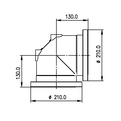 Ligne coaxial rigide angle 90° 6 1/8" EIA drehbar sans élément d'accouplement Image du produit   Side View L
