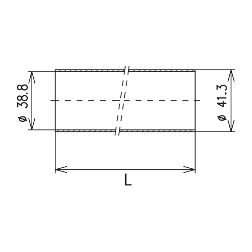 Tube conducteur externe de ligne coaxial rigide 2 m en cuivre 1 5/8" EIA / BT-D / SMS-2 Image du produit   Side View L