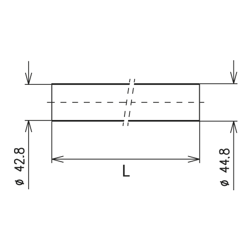 Tube conducteur intérieur de ligne coaxial rigide en cuivre 2 m 4 1/2" EIA / SMS Image du produit   Side View L