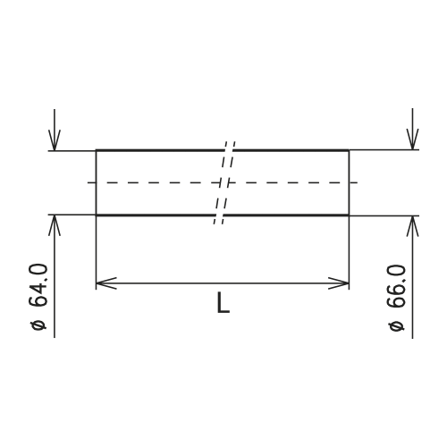 Tube conducteur intérieur de ligne coaxial rigide en cuivre 2 m 6 1/8" EIA / SMS Image du produit   Side View L