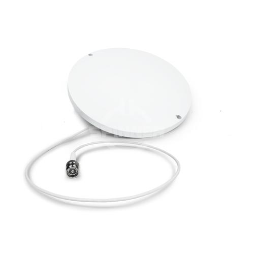 SISO 1-Port plat H-Pol puce omni antenne intérieure 694-4000 MHz 6.0 dBi 360° 4.3-10 jack, câble: blanc, 1 m Image du produit   Front View L
